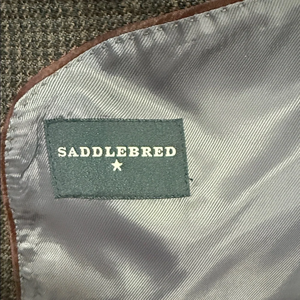Saddlebred Mens Wool Blazer Houndstooth Pattern size 42 Regular 100% Lambswool